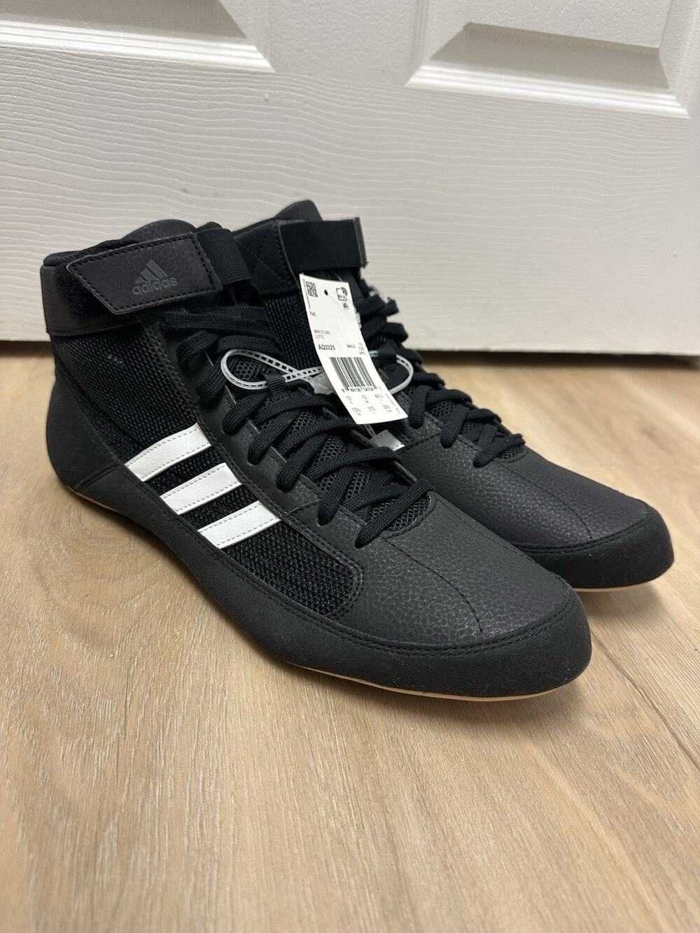New Men Adidas HVC 2 Wrestling Shoes MMA Boxing Black White Gum AQ3325 Size 13.5